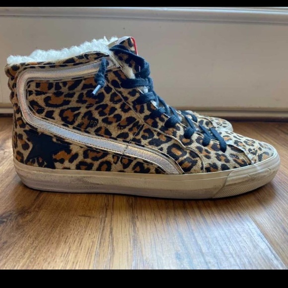 GOLDEN GOOSE SHOPBOP LEOPARD SHERPA SLIDE SNEAKERS EUC SIZE 39 - Picture 9 of 12